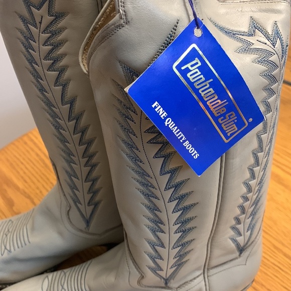 Unused Light Grey with Blue Panhandle Slim cowboy boots 👢 size 8 1/2 B width - Picture 2 of 12